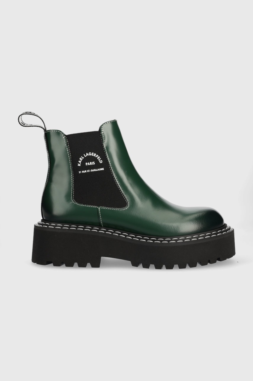 

Кожени боти челси Karl Lagerfeld Patrol Ii в зелено с платформа, Зелен