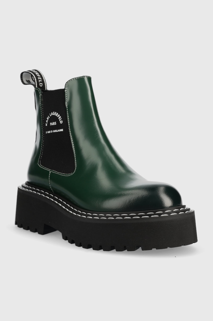 

Шкіряні черевики Karl Lagerfeld Patrol Ii жіночі колір зелений на платформі