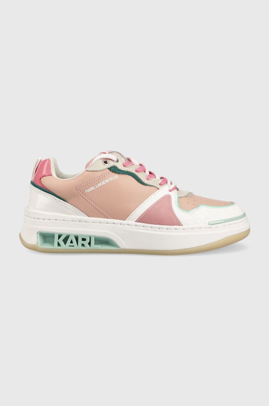 Levně Kožené sneakers boty Karl Lagerfeld Elektra Ii Lo růžová barva