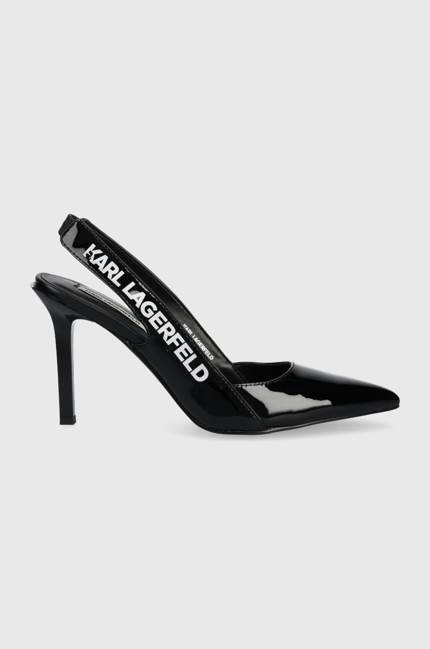 

Кожени обувки с висок ток Karl Lagerfeld Sarabande в черно, Черен