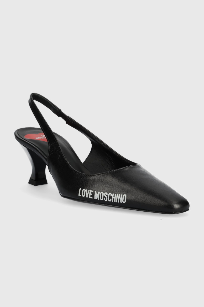 

Кожаные туфли Love Moschino цвет чёрный низкий каблук открытая пятка