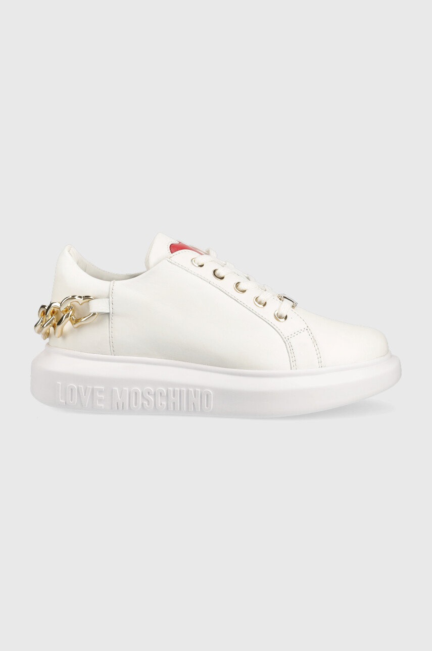 

Кожени маратонки Love Moschino в бяло, Бял