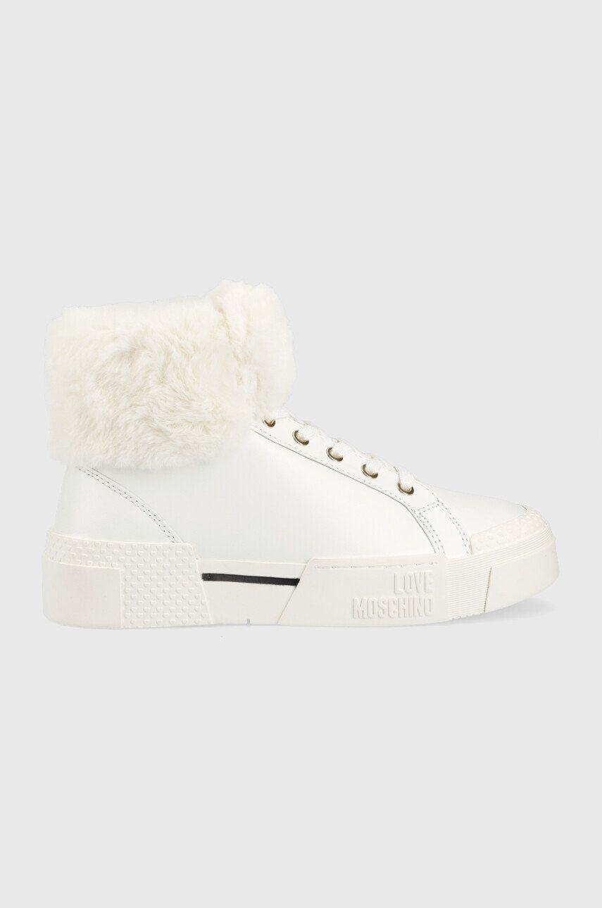 Love Moschino sneakers femei, culoarea alb, alb imagine noua