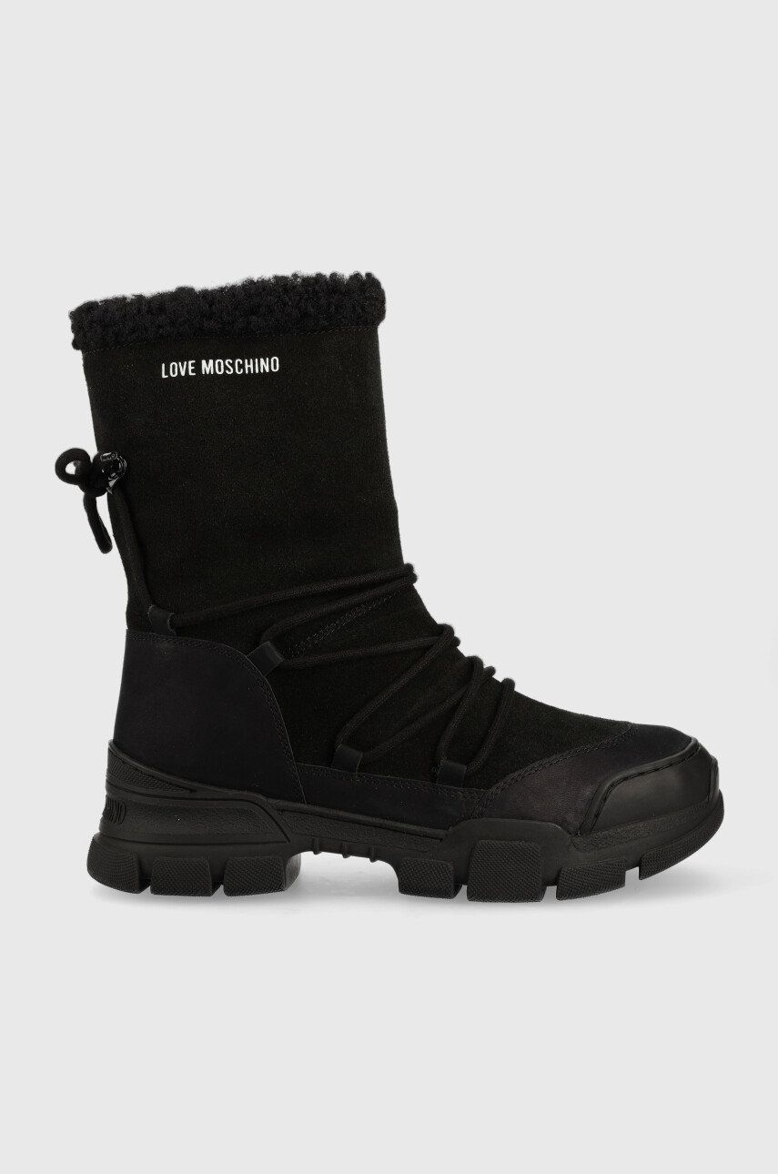 Love Moschino cizme de zapada din piele intoarsa culoarea negru answear.ro