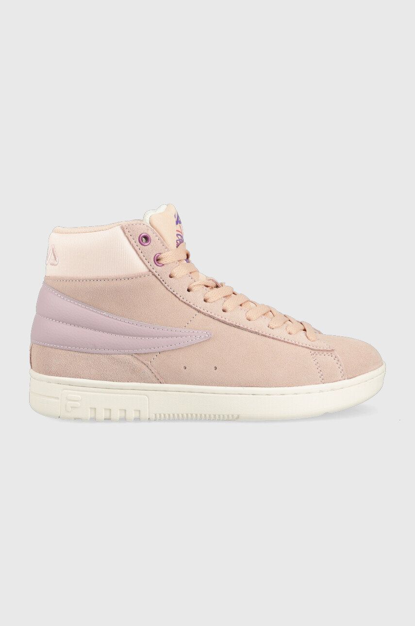 Semišové sneakers boty Fila Highflyer růžová barva - růžová -  Svršek: Textilní materiál
