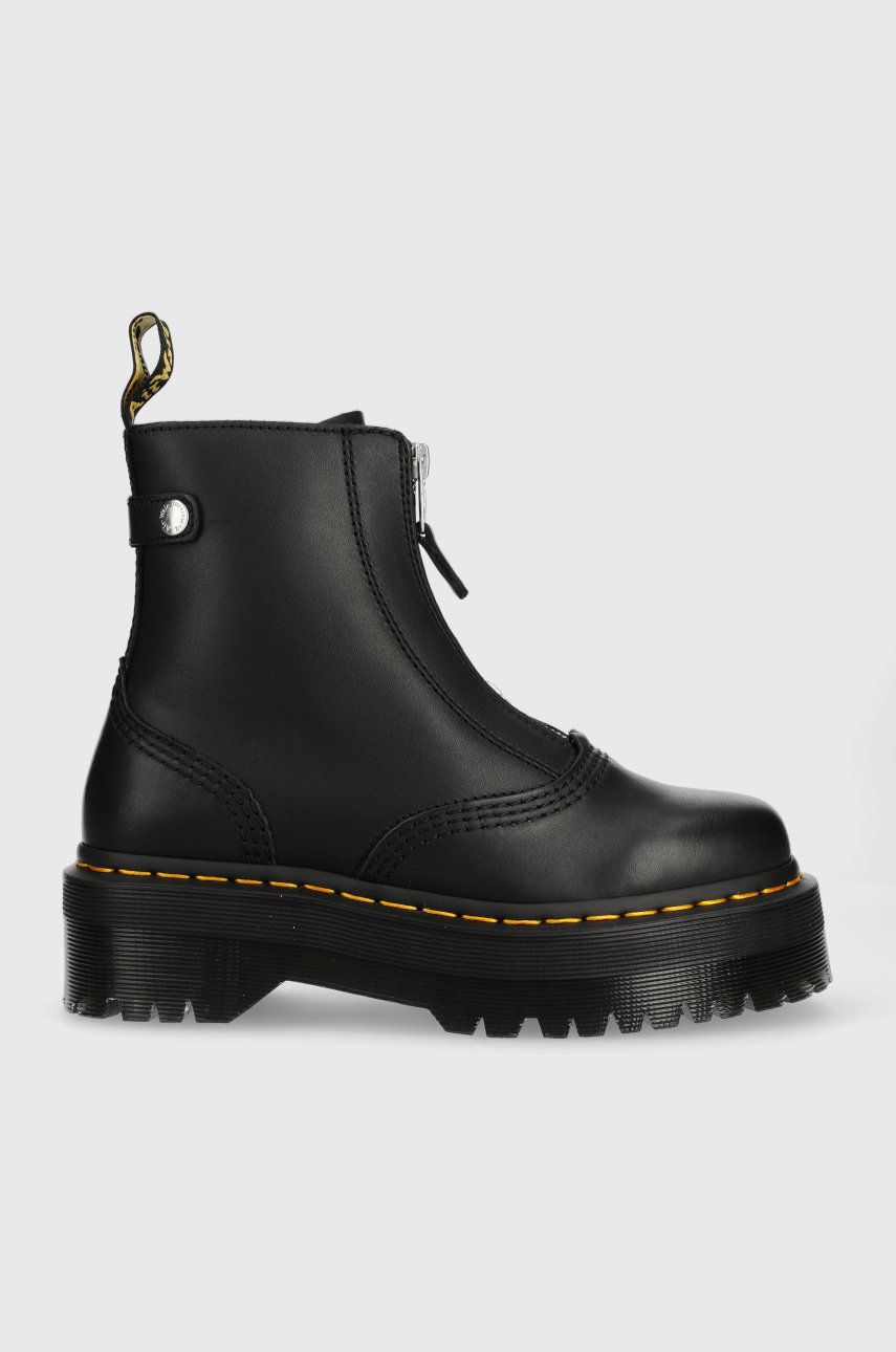 Kožené kotníkové boty Dr. Martens Jetta dámské, černá barva, na platformě, DM27656001 - černá - 