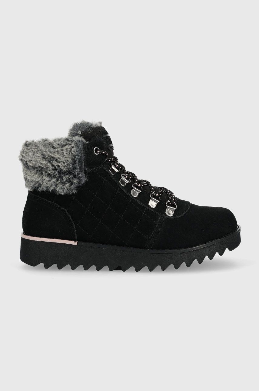 Skechers pantofi de piele intoarsa culoarea negru answear.ro imagine megaplaza.ro