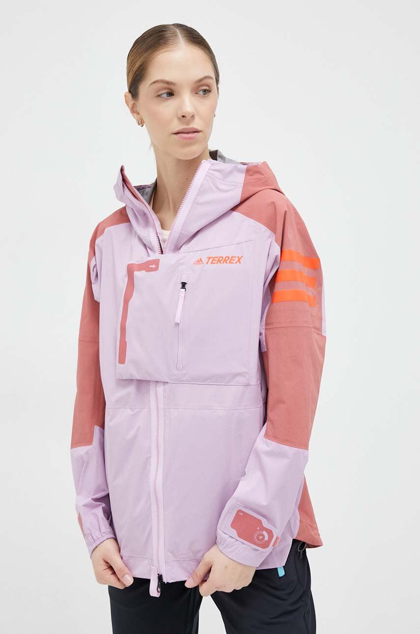 Levně Outdoorová bunda adidas TERREX Xploric růžová barva
