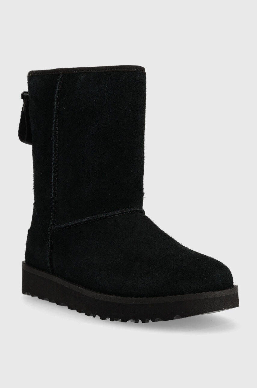 

Замшевые сапоги UGG W Classic Short Logo Zip цвет чёрный