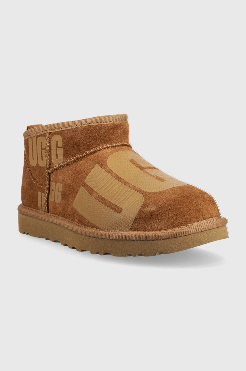 

Замшевые сапоги UGG W Classic Ultra Mini Scatter цвет коричневый