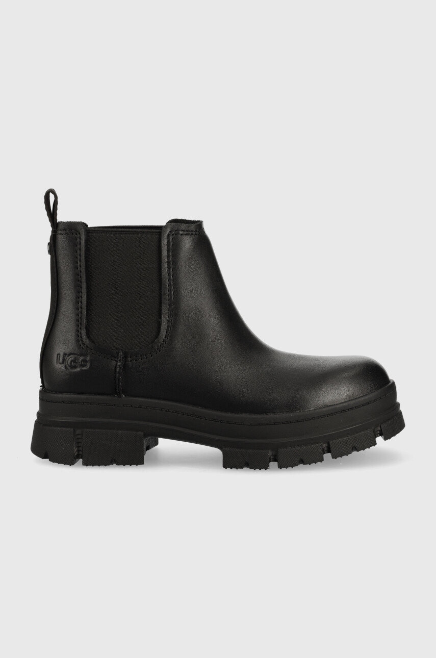 

Кожаные полусапоги UGG W Ashton Chelsea женские цвет чёрный на платформе 1133894.BLK-BLK