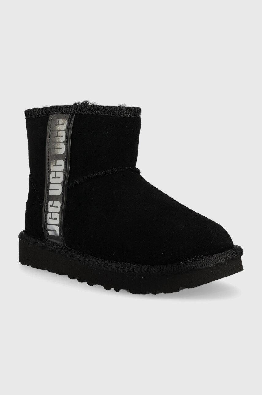 

Замшевые сапоги UGG W Classic Mini Slide Logo Ii женские цвет чёрный