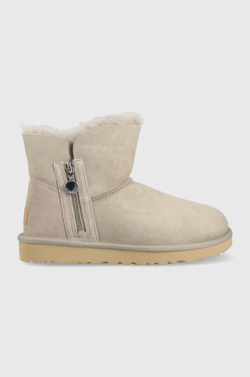 UGG cizme de zapada din piele intoarsa W Bailey Zip Mini culoarea gri