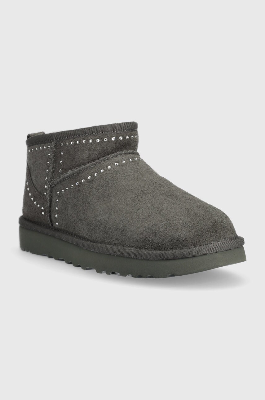 

Замшеві чоботи UGG W Classic Ultra Mini Bling колір сірий