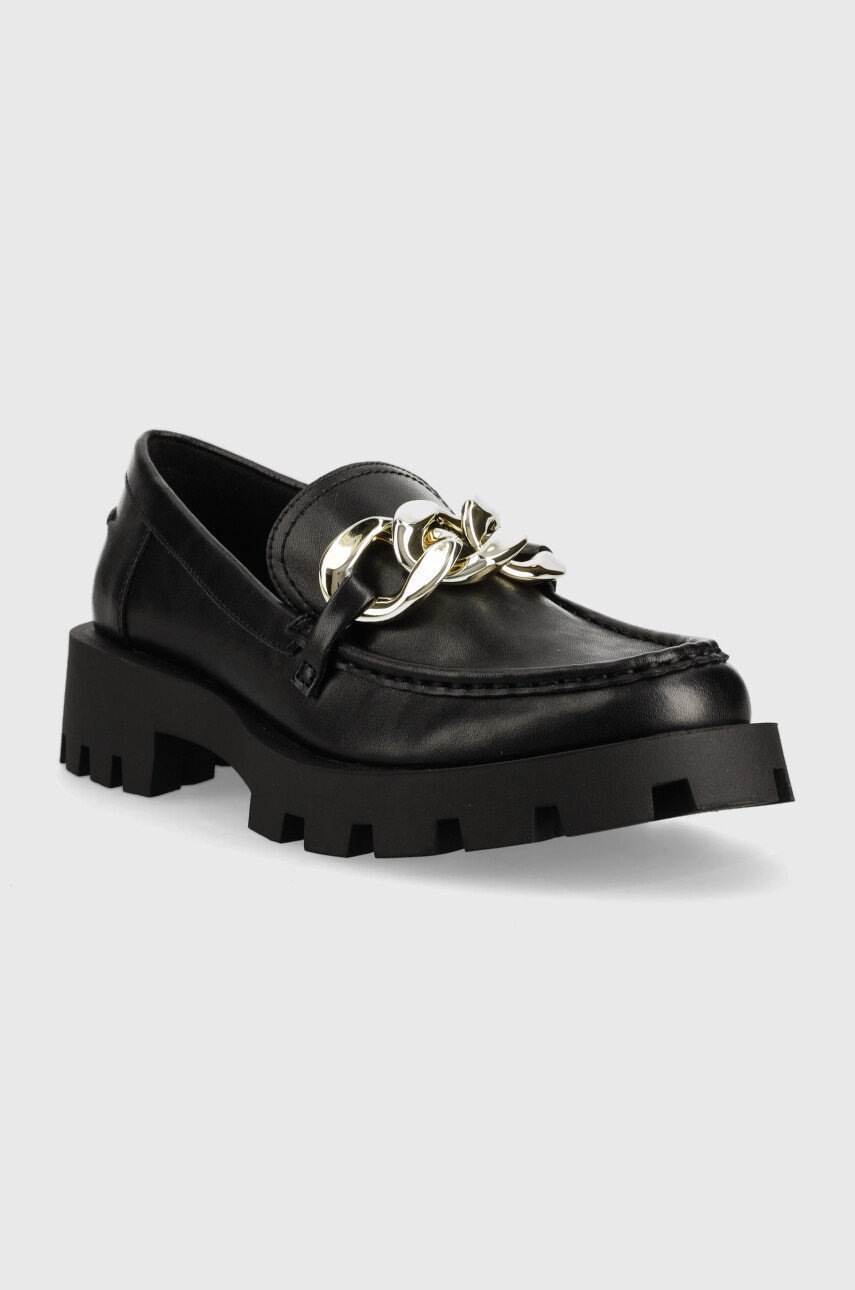 

Кожаные мокасины Steve Madden Mix Up женские цвет чёрный на платформе