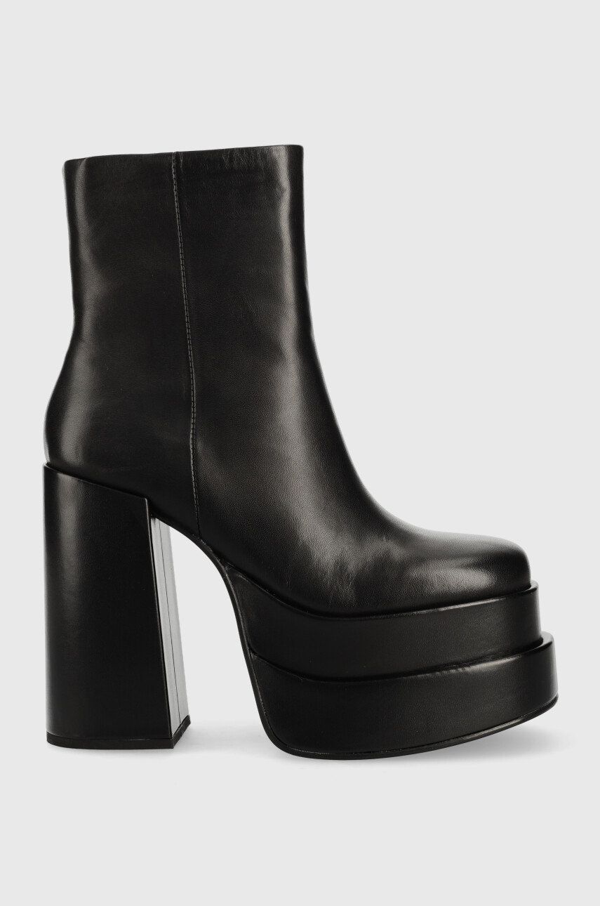Kožené kotníkové boty Steve Madden Cobra dámské, černá barva, na podpatku - černá -  Svršek: Př