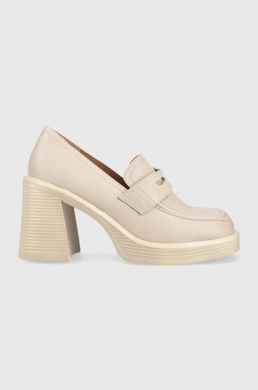 

Кожени обувки с дебел ток Steve Madden Far-out в бежово с висок ток, Бежов