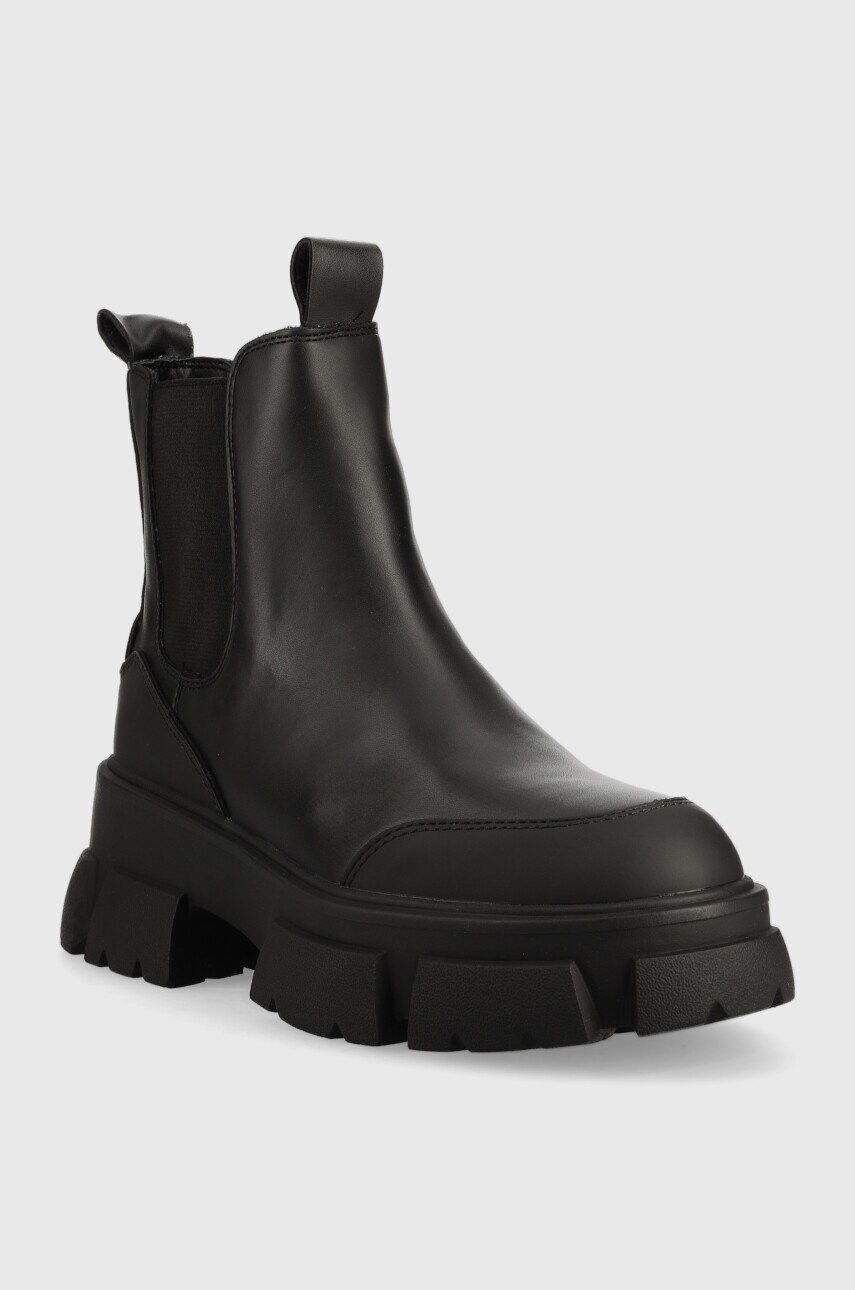

Кожаные полусапоги Steve Madden Cave женские цвет чёрный на платформе