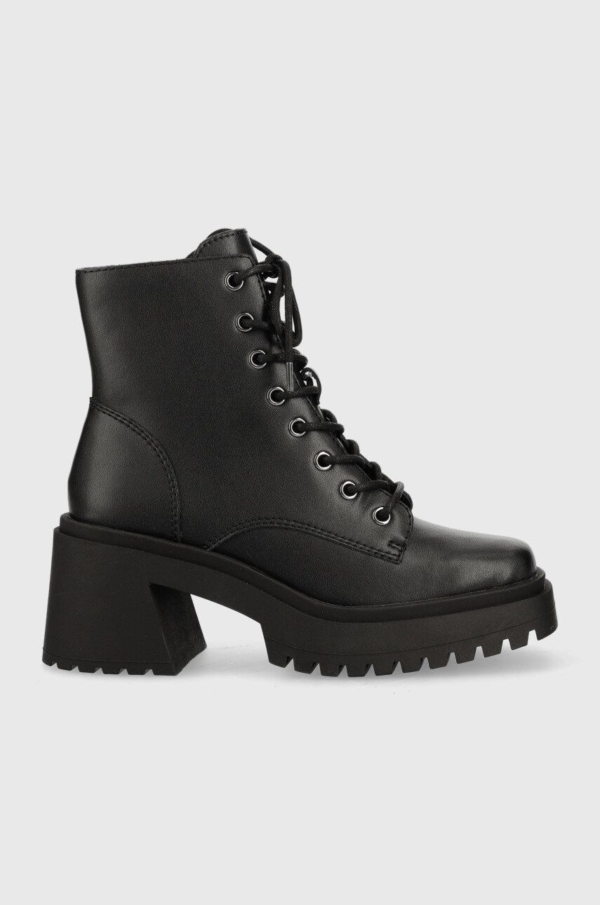 Kožené kotníkové boty Steve Madden Freeport dámské, černá barva, na podpatku - černá -  Svršek: