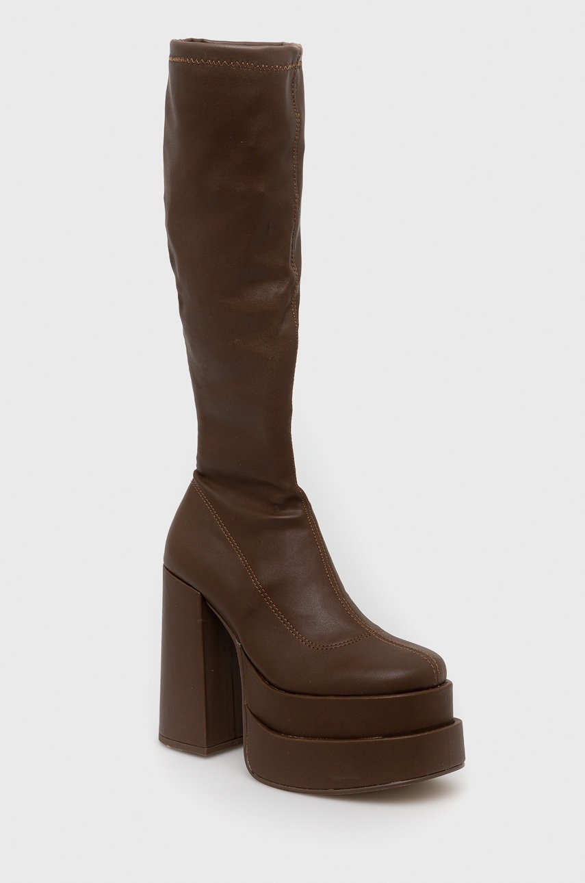 

Чоботи Steve Madden Cypress жіночі колір коричневий каблук блок