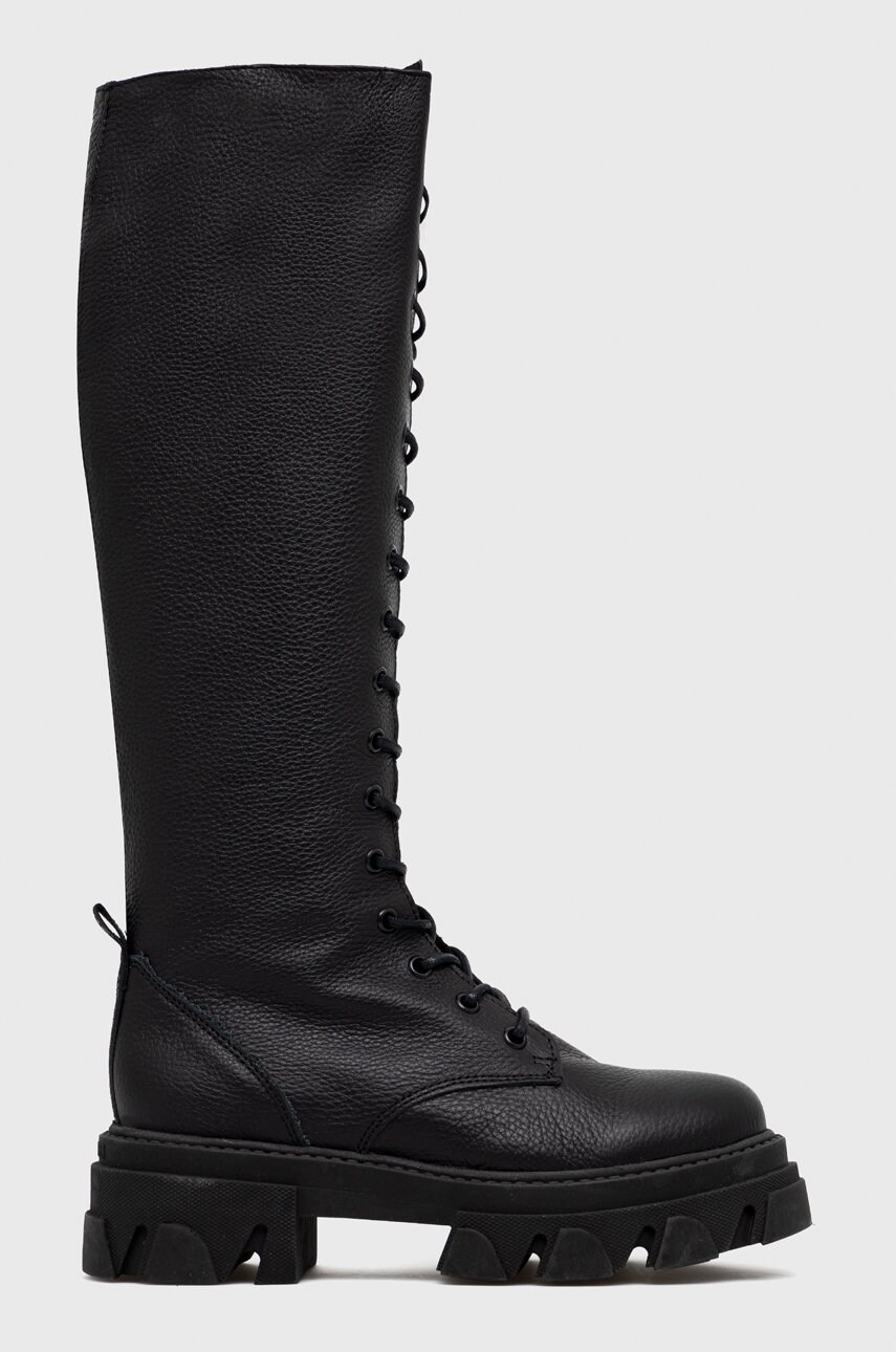 

Кожени ботуши Steve Madden Marine в черно с платформа, Черен