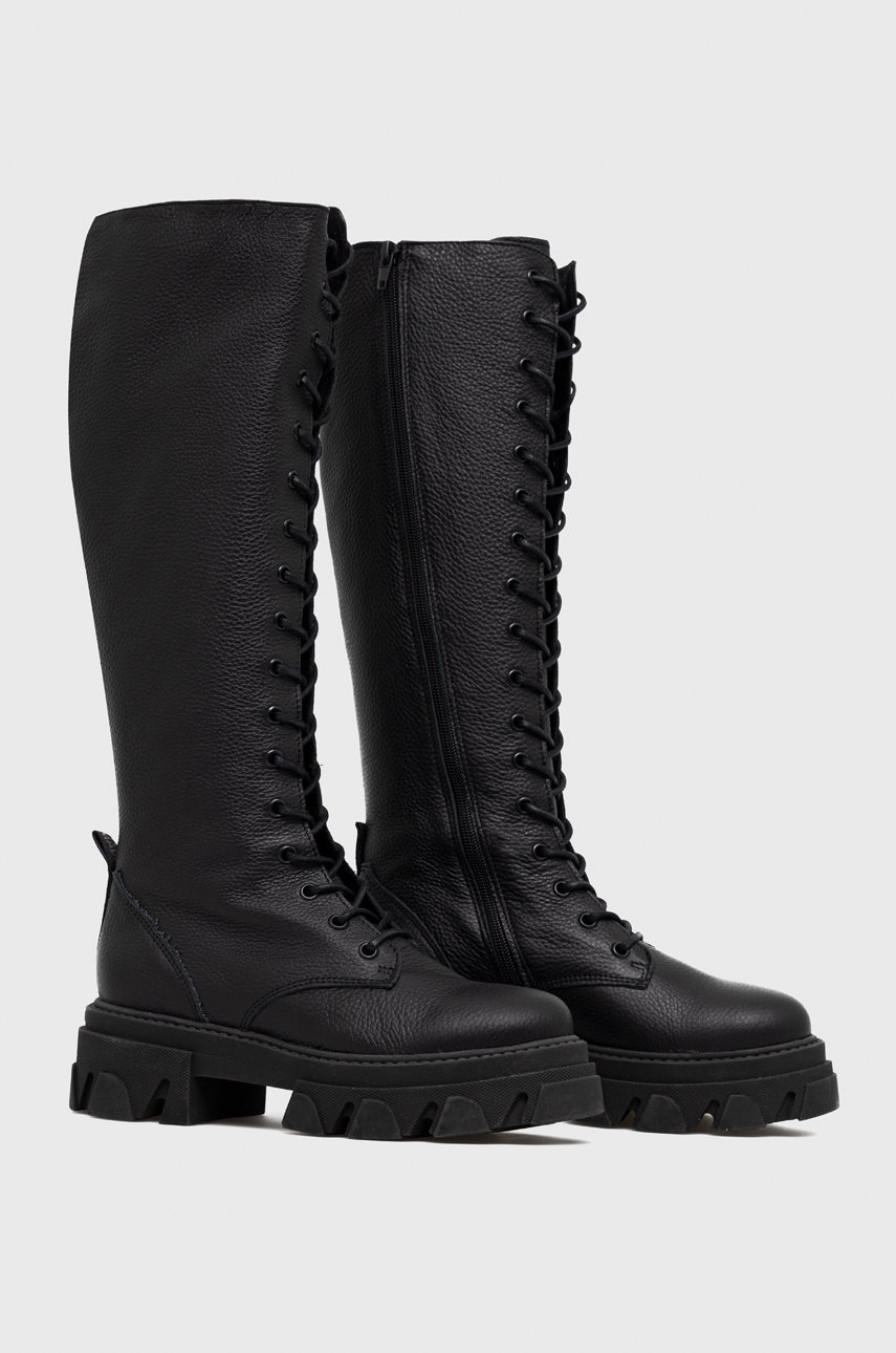 

Кожаные сапоги Steve Madden Marine женские цвет чёрный на платформе