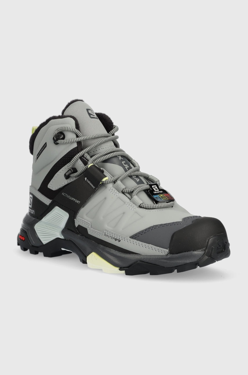 

Черевики Salomon X Ultra 4 Mid Winter жіночі колір сірий утеплене