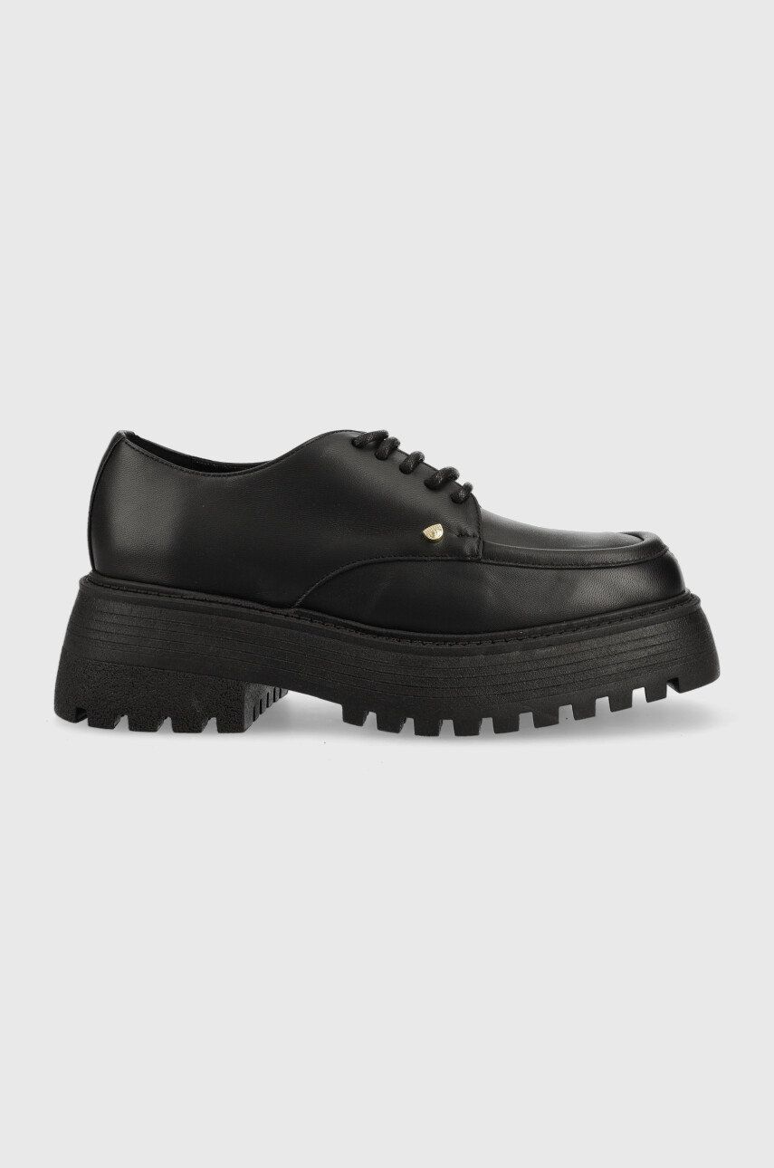 Chiara Ferragni pantofi de piele Cf Preppy femei, culoarea negru, cu platforma 2023 ❤️ Pret Super answear imagine noua 2022