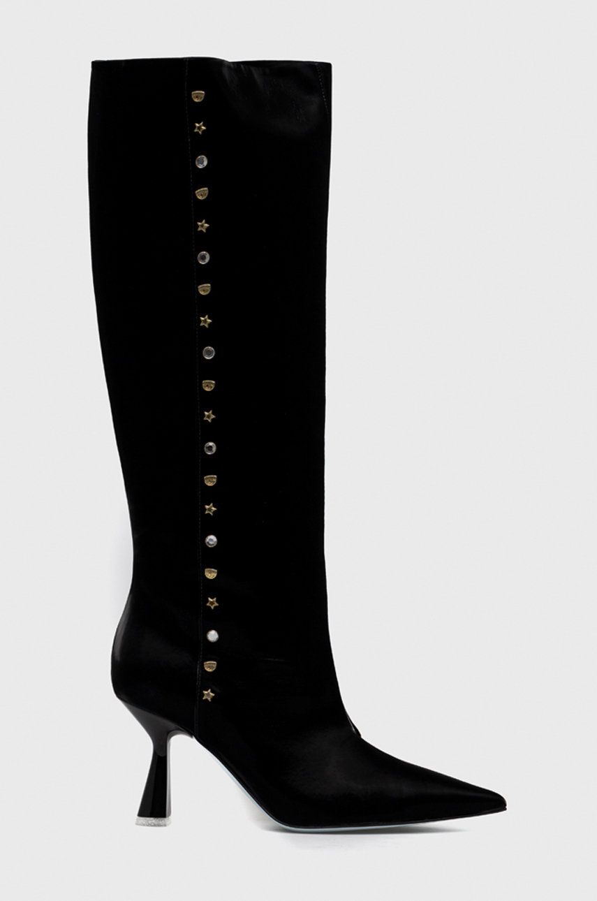 Chiara Ferragni cizme Cf Heel Wide femei, culoarea negru, cu toc cui 2023 ❤️ Pret Super answear imagine noua 2022