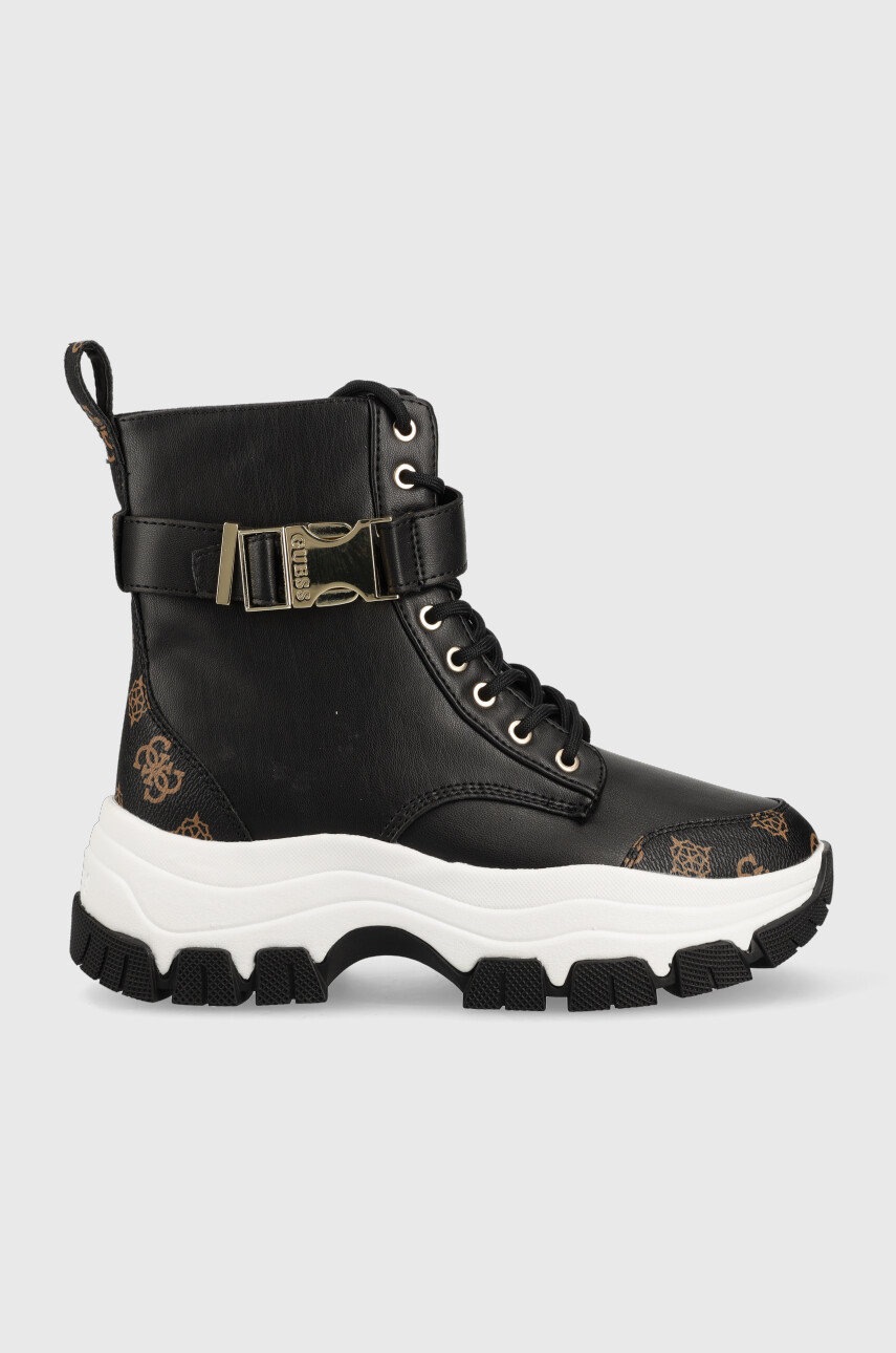 

Боти Guess Bikerz в черно с платформа, Черен