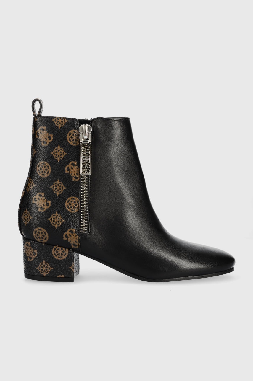 

Кожени боти Guess Saeda в черно с висок ток, Черен