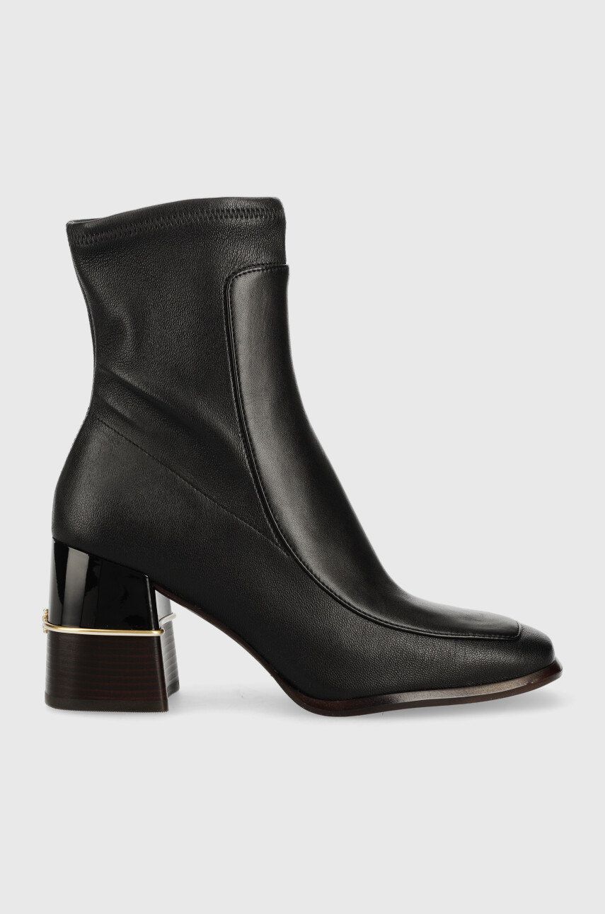 Tory Burch cizme de piele Multi Logo femei, culoarea negru, cu toc drept 2023 ❤️ Pret Super answear imagine noua 2022