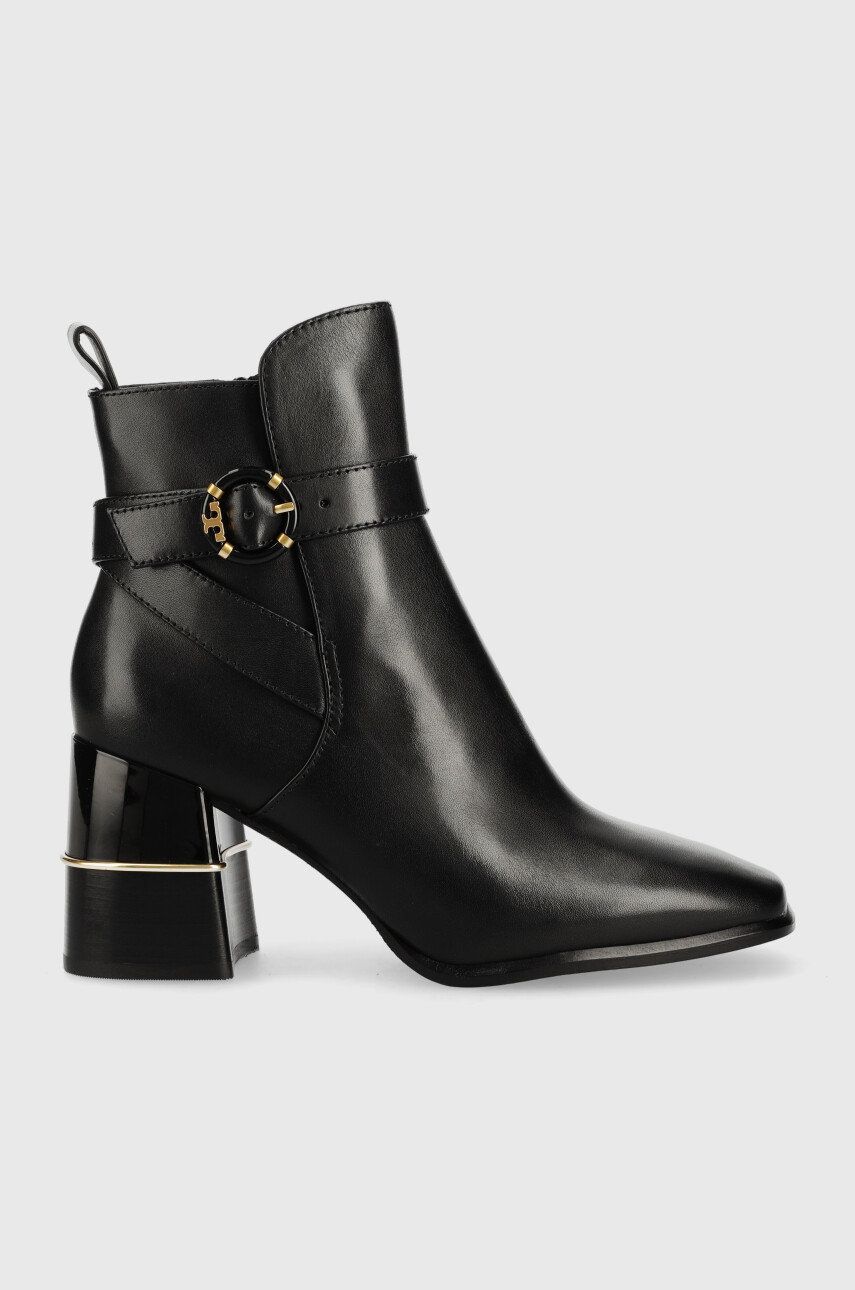 Tory Burch cizme de piele Multi Logo femei, culoarea negru, cu toc drept 2023 ❤️ Pret Super answear imagine noua 2022