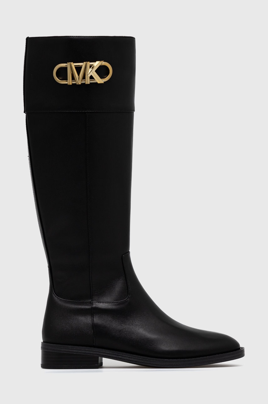 Michael michael kors ghete de piele parker femei, culoarea negru, cu toc plat