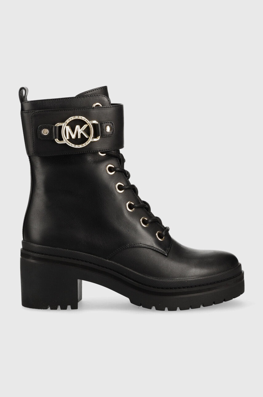 

Кожени кубинки MICHAEL Michael Kors Rory в черно с висок ток, Черен