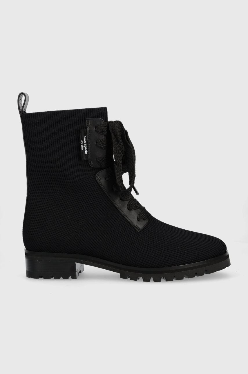 Kate spade botine merigue femei, culoarea negru, cu toc plat
