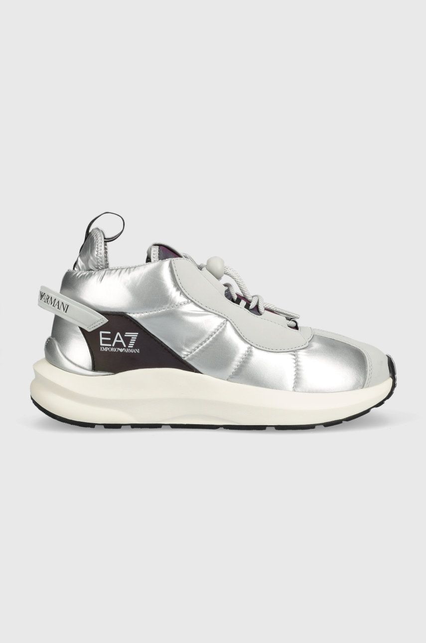 Sneakers boty EA7 Emporio Armani stříbrná barva - stříbrná -  Svršek: Umělá hmota