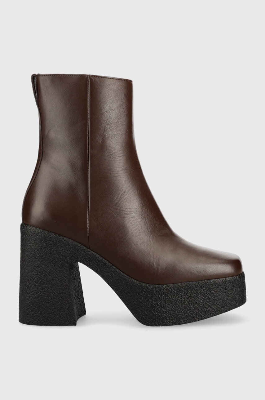 

Кожаные полусапожки Pinko Coriandolo женские цвет коричневый каблук кирпичик
