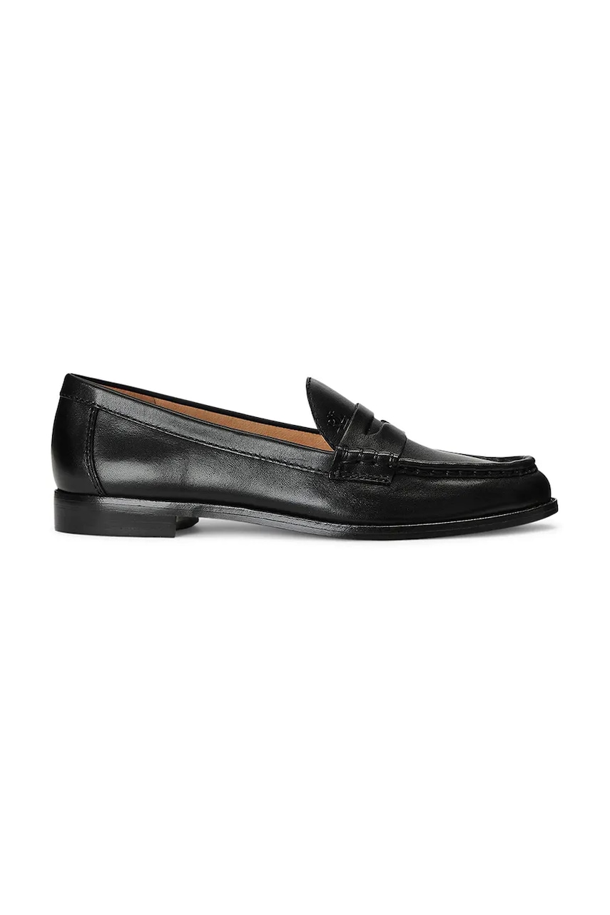Lauren Ralph Lauren mokasyny skórzane Wynnie damskie kolor czarny na płaskim obcasie 802875318001