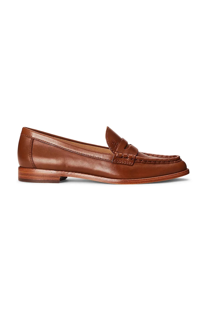 Lauren Ralph Lauren mokasyny skórzane Wynnie damskie kolor brązowy na płaskim obcasie 802875318002