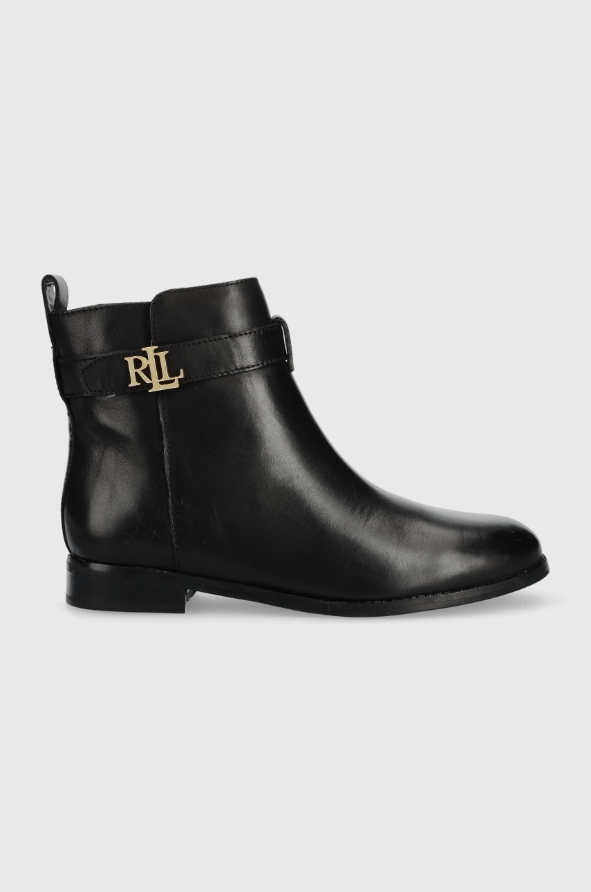 

Шкіряні черевики Lauren Ralph Lauren Burnished Calf Briele жіночі колір чорний на плоскому ходу 802882390002