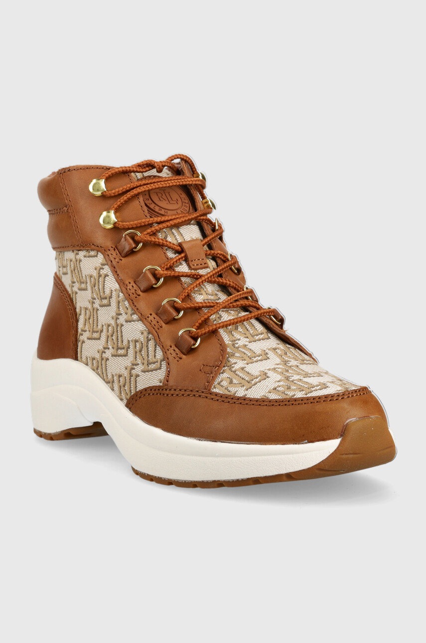 Αθλητικά Lauren Ralph Lauren χρώμα: καφέ, φωτογραφία