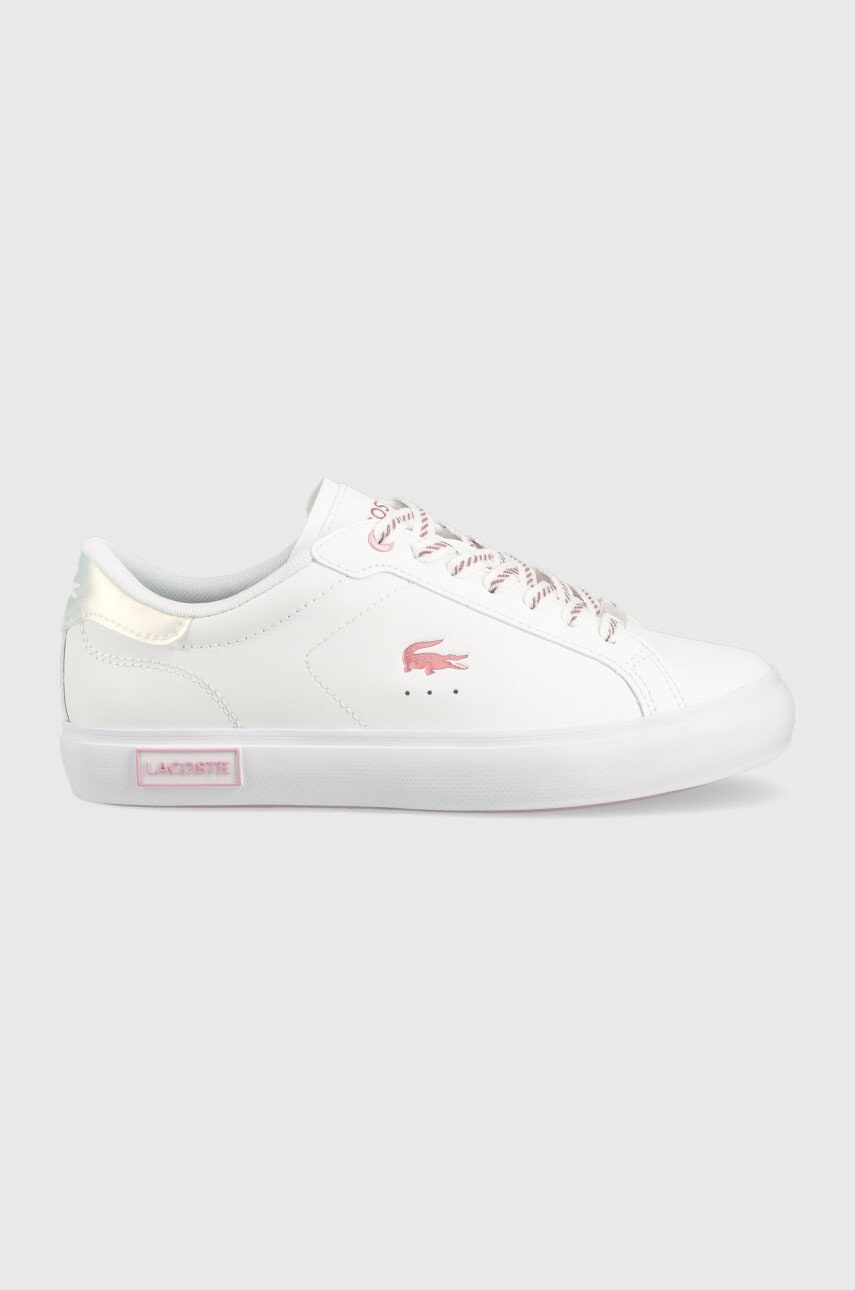 Lacoste sneakers din piele powercourt culoarea alb