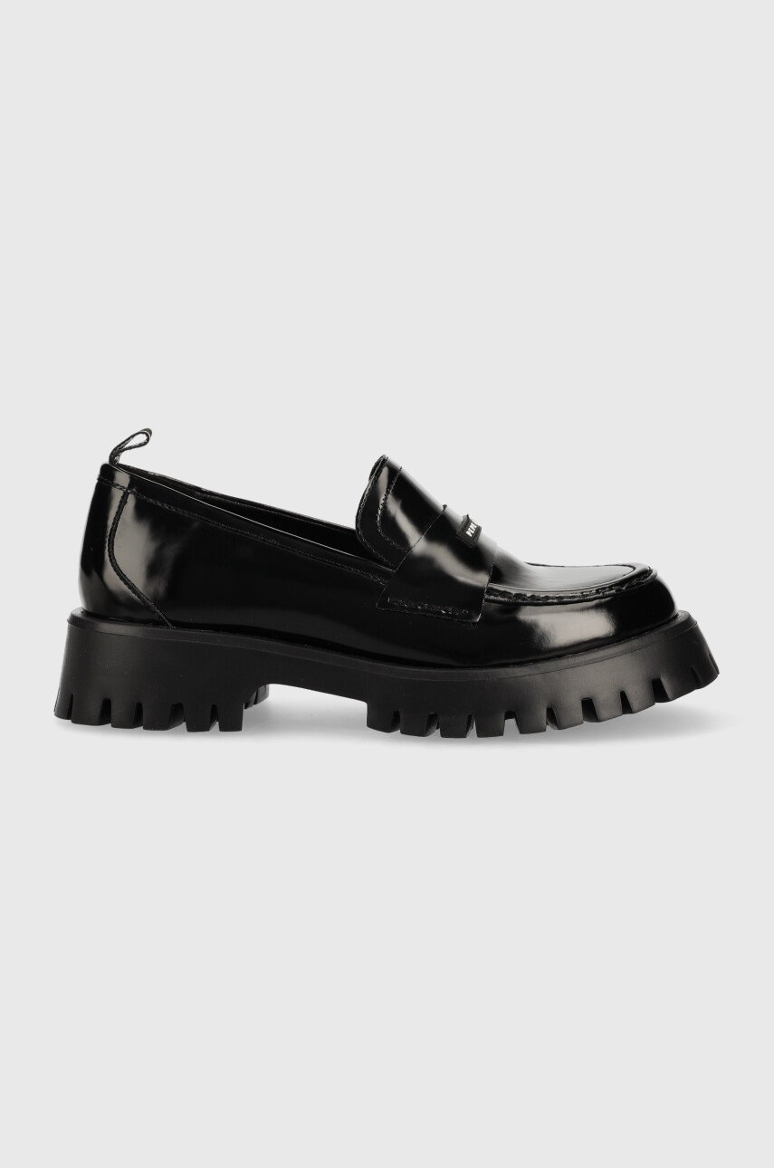 

Мокасини Pepe Jeans Oxford Log в черно с платформа, Черен