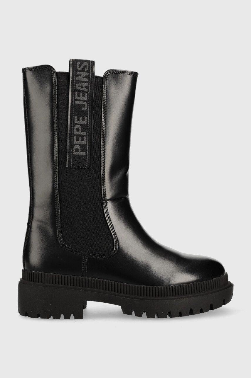 Pepe Jeans cizme Bettle Wild femei, culoarea negru, cu toc plat Answear 2023-06-04