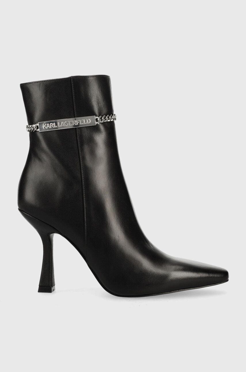 Karl Lagerfeld cizme de piele Verona femei, culoarea negru, cu toc cui answear imagine noua