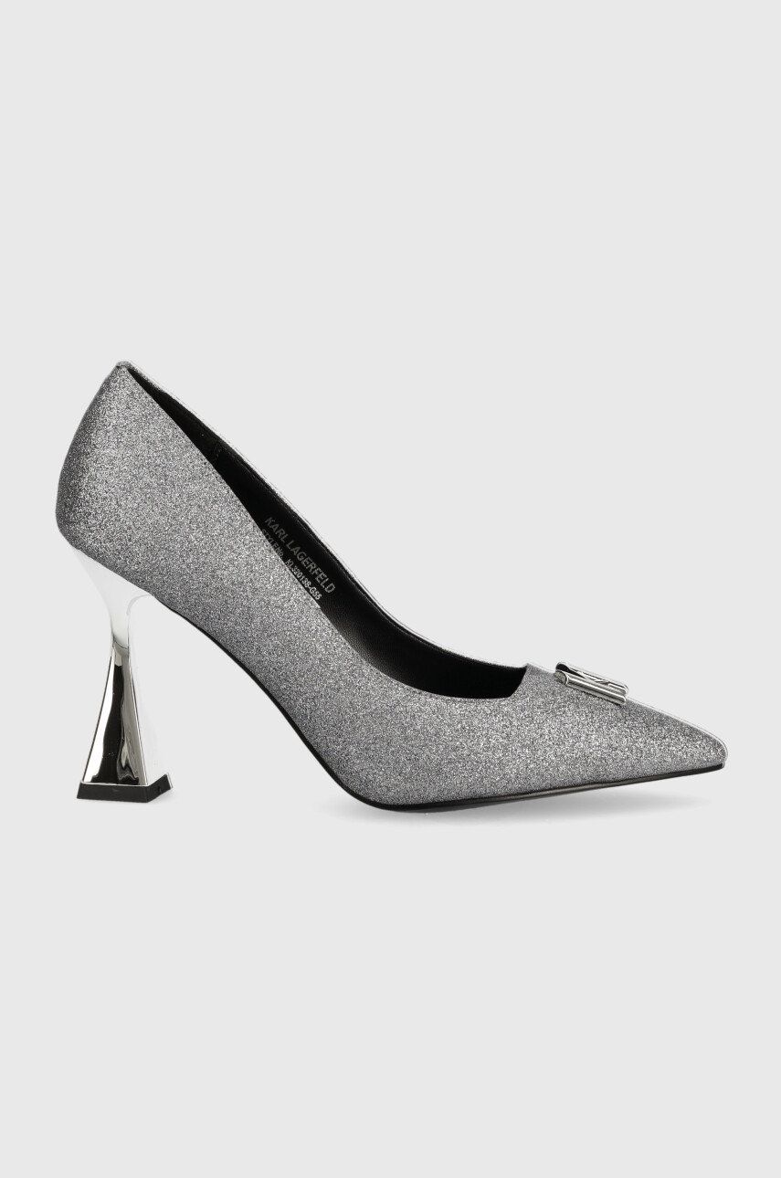 Karl Lagerfeld pantofi cu toc Debut culoarea argintiu