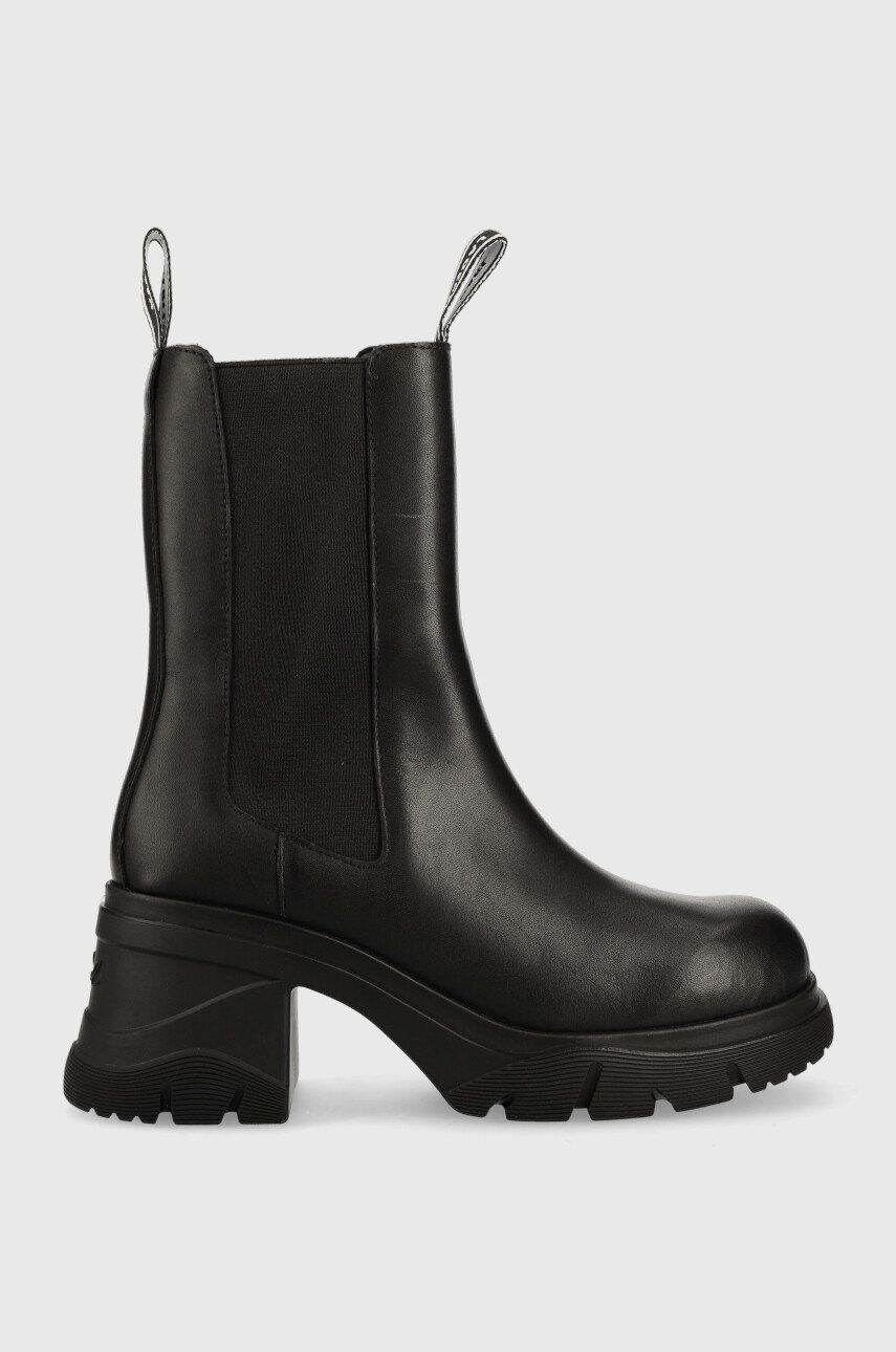 Levně Kožené kotníkové boty Karl Lagerfeld Bridger dámské, černá barva, na podpatku