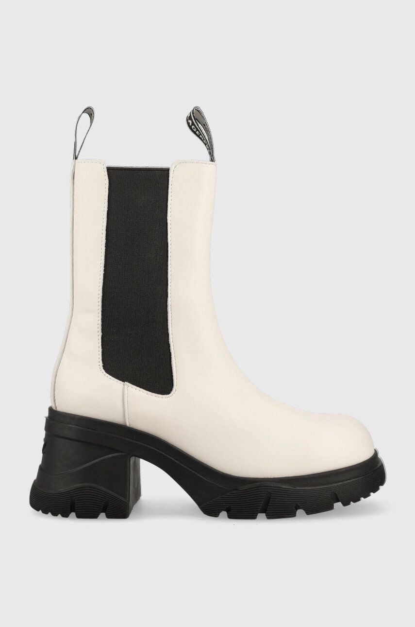 Kožené kotníkové boty Karl Lagerfeld Bridger dámské, bílá barva, na podpatku - bílá -  Svršek: 