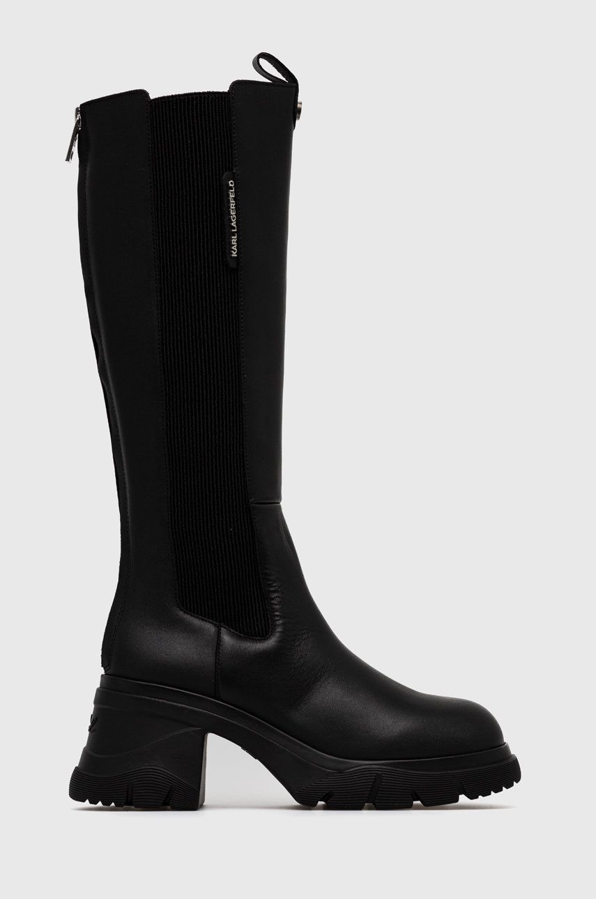 Karl Lagerfeld ghete de piele Bridger femei, culoarea negru, cu toc drept 2023 ❤️ Pret Super answear imagine noua 2022